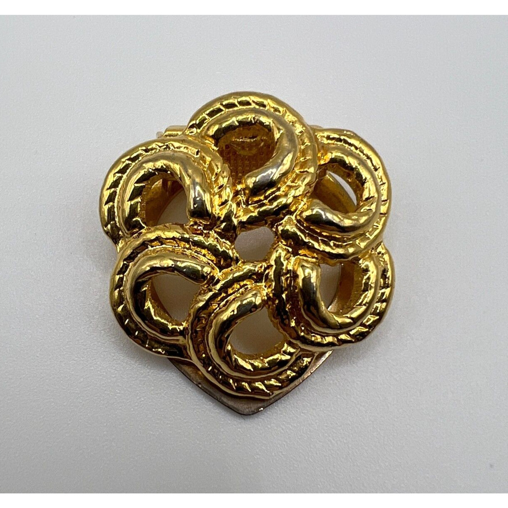Vintage Art Deco Gold Tone Tie Clip Geometric Spiral‎ Scarf Clip